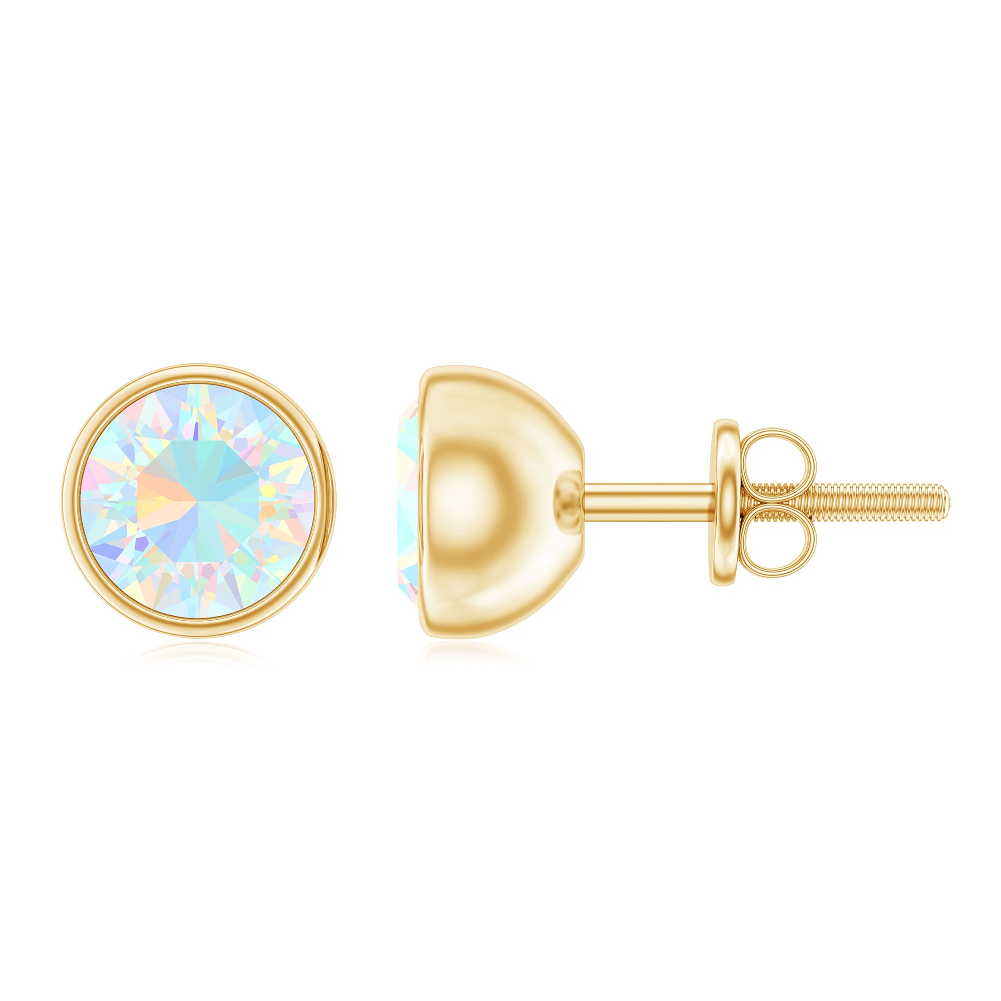 Ethiopian Opal Solitaire Stud Earrings with Screw Back Ethiopian Opal - ( AAA ) - Quality - Rosec Jewels