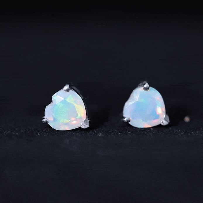 1.50 CT Heart Shape Real Ethiopian Opal Stud Earrings Ethiopian Opal - ( AAA ) - Quality - Rosec Jewels