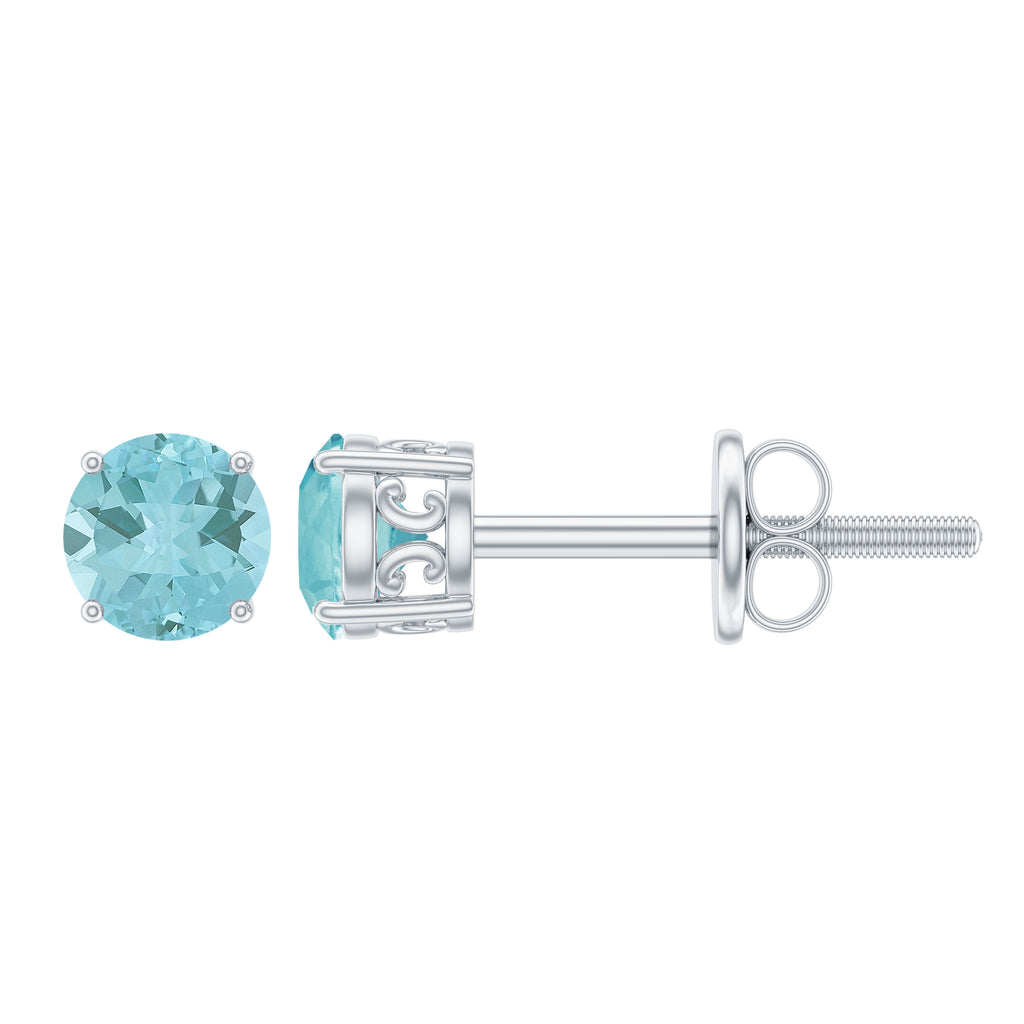 0.75 CT Sky Blue Topaz Solitaire Stud Earrings Sky Blue Topaz - ( AAA ) - Quality - Rosec Jewels