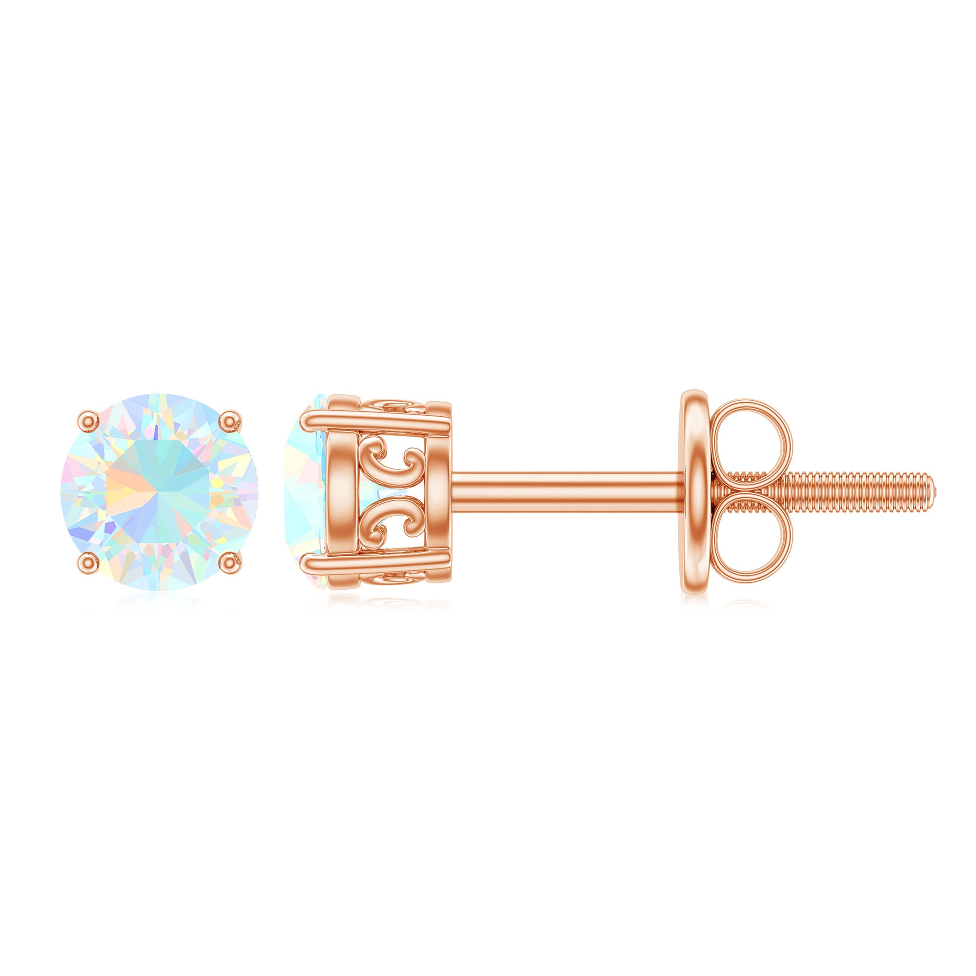 0.50 CT Ethiopian Opal Solitaire Stud Earrings in 4 Prong Setting Ethiopian Opal - ( AAA ) - Quality - Rosec Jewels