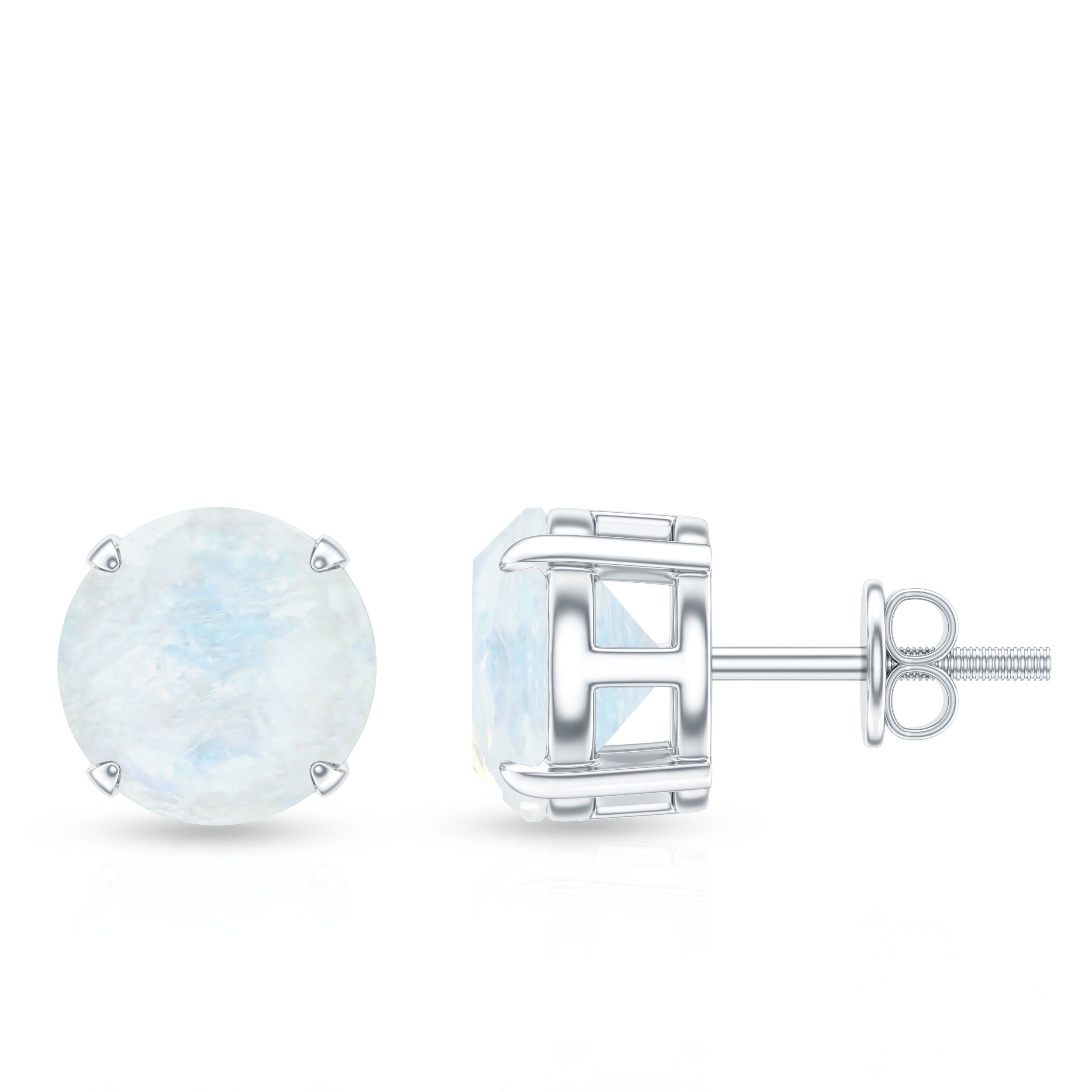 Claw Set Solitaire Moonstone Stud Earrings AAA - Rosec Jewels