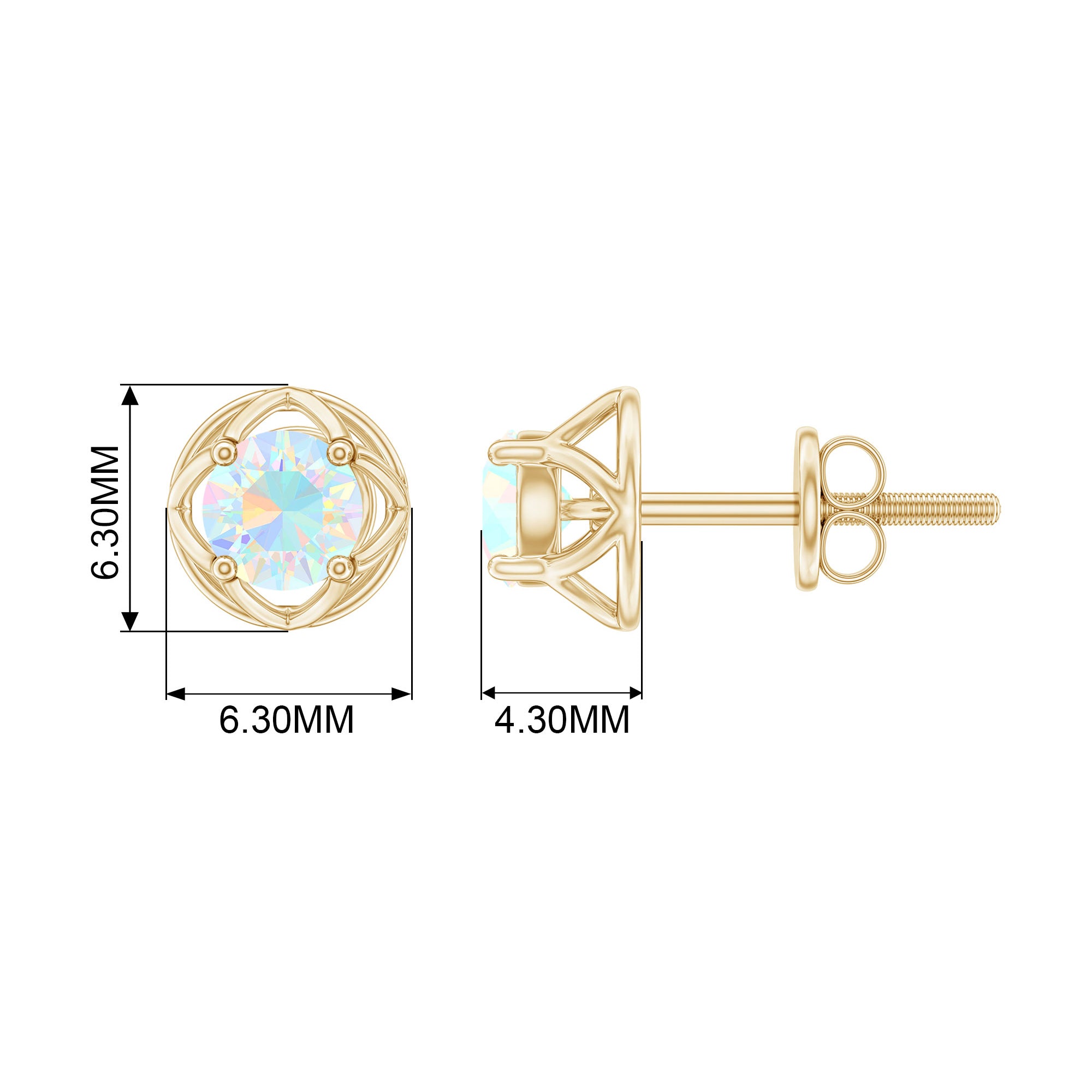 Simple Ethiopian Opal Solitaire Flower Stud Earrings Ethiopian Opal - ( AAA ) - Quality - Rosec Jewels