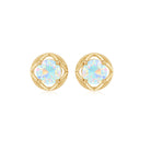 Simple Ethiopian Opal Solitaire Flower Stud Earrings Ethiopian Opal - ( AAA ) - Quality - Rosec Jewels