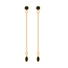 Minimal Bezel Set Created Black Diamond Chain Dangle Earrings Lab Created Black Diamond - ( AAAA ) - Quality - Rosec Jewels