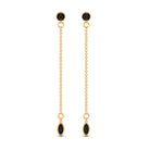 Minimal Bezel Set Created Black Diamond Chain Dangle Earrings Lab Created Black Diamond - ( AAAA ) - Quality - Rosec Jewels