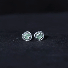 0.50 CT Round Cut Green Sapphire Swirl Solitaire Stud Earrings Green Sapphire - ( AAA ) - Quality - Rosec Jewels