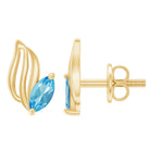 Natural Swiss Blue Topaz Leaf Earrings in Silver AAA 14K Yellow Gold Plated Silver - Rosec Jewels
