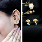 Natural Swiss Blue Topaz Leaf Earrings in Silver AAA 14K Yellow Gold Plated Silver - Rosec Jewels