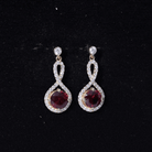 Lab Grown Ruby Diamond Drop Earrings AAAA - Rosec Jewels