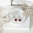 Lab Grown Ruby Diamond Drop Earrings AAAA - Rosec Jewels
