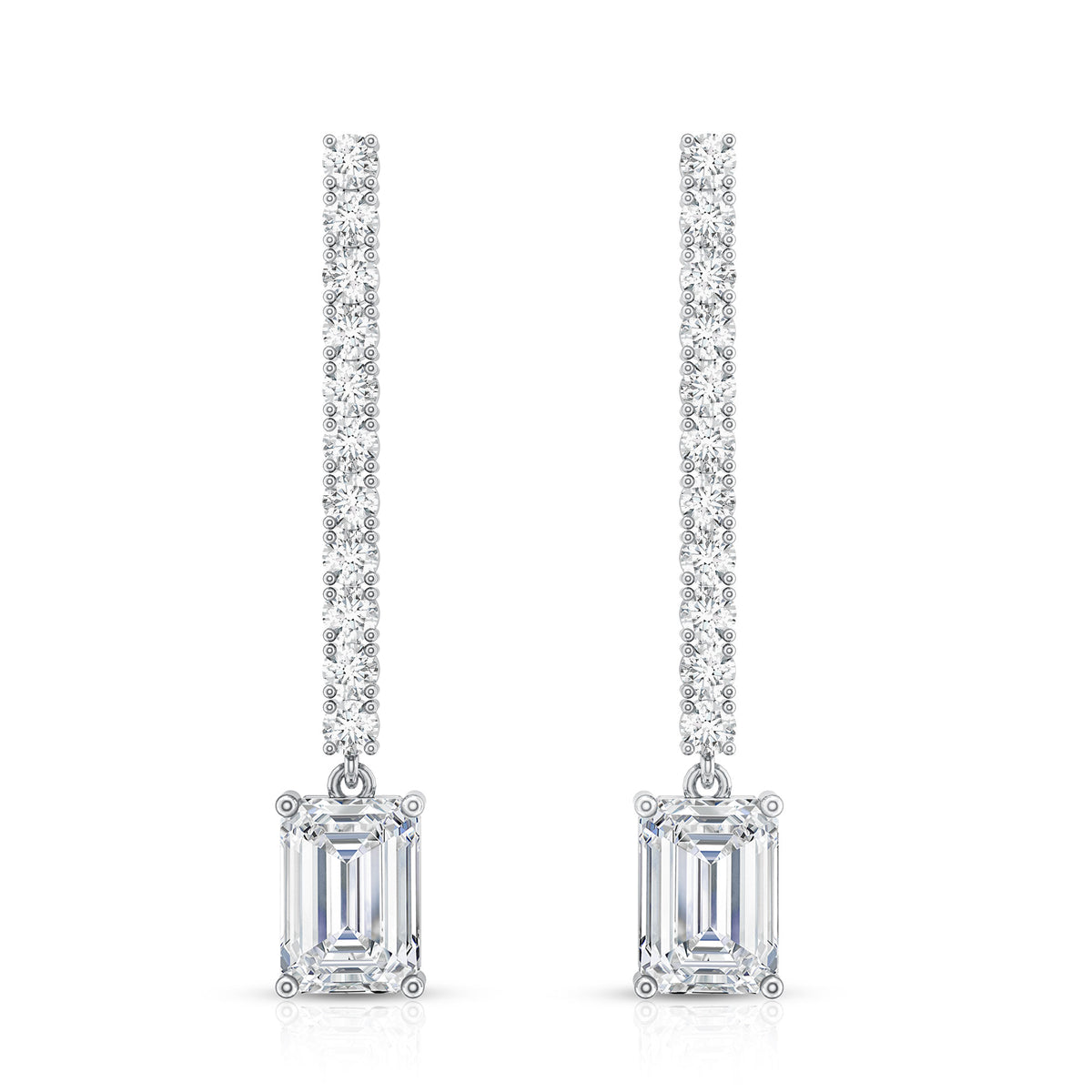 2 Carat Emerald Cut Lab Grown Diamond Bridal Drop Earrings with IGI Certificate Lab - ( E-VS1 ) - Rosec Jewels