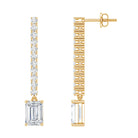 2 Carat Emerald Cut Lab Grown Diamond Bridal Drop Earrings with IGI Certificate Lab - ( E-VS1 ) - Rosec Jewels