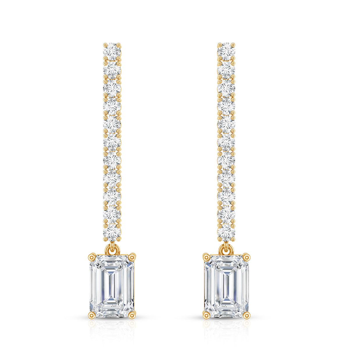 2 Carat Emerald Cut Lab Grown Diamond Bridal Drop Earrings with IGI Certificate Lab - ( E-VS1 ) - Rosec Jewels