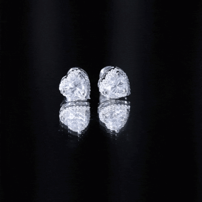 Certified 4 Carat Cubic Zirconia Heart Stud Earrings For Women AAAAA 92.5 Sterling Silver - Rosec Jewels