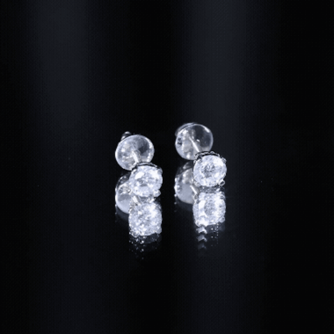 Certified One Carat Cubic Zirconia Solitaire Stud Earrings in Silver AAAAA 92.5 Sterling Silver - Rosec Jewels