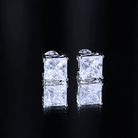 Cubic Zirconia 7 MM Princess Cut Earrings in Silver AAAAA 92.5 Sterling Silver - Rosec Jewels