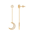 Rosec Jewels-1/2 CT Diamond Star and Moon Drop Chain Earrings