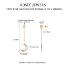 1/2 CT Diamond Star and Moon Drop Chain Earrings Diamond - ( HI-SI ) - Color and Clarity - Rosec Jewels