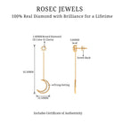 Rosec Jewels-1/2 CT Diamond Star and Moon Drop Chain Earrings