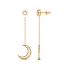 Rosec Jewels-1/2 CT Diamond Star and Moon Drop Chain Earrings