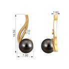 Tahitian Pearl and Moissanite Solitaire Drop Earrings Tahitian pearl - ( AAA ) - Quality - Rosec Jewels