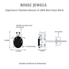Oval Shaped Black Onyx Turtle Stud Earrings AAA - Rosec Jewels