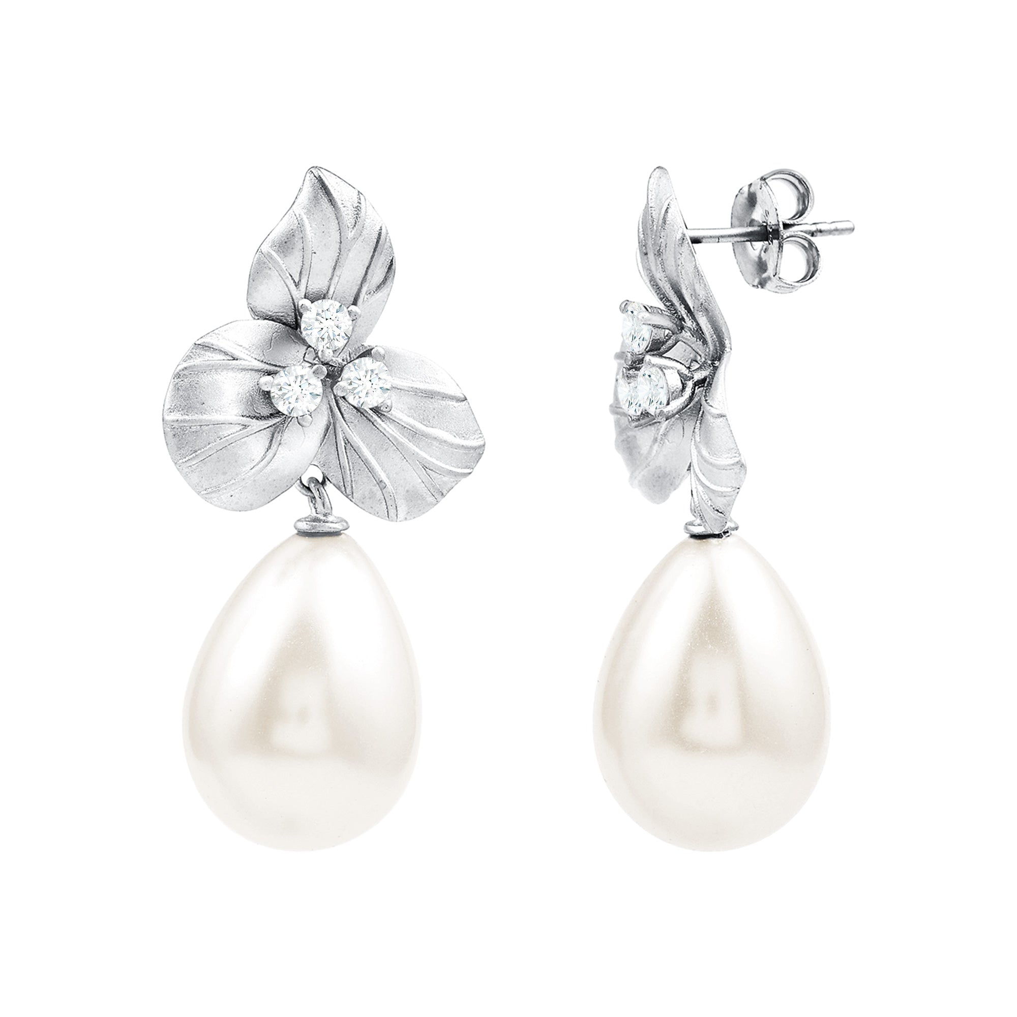 Rosec Jewels-Cultured Freshwater Pearl Drop Earrings in Sterling Silver