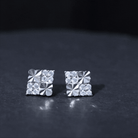 Certified Cubic Zirconia Square Stud Earrings in Silver AAAA 92.5 Sterling Silver - Rosec Jewels