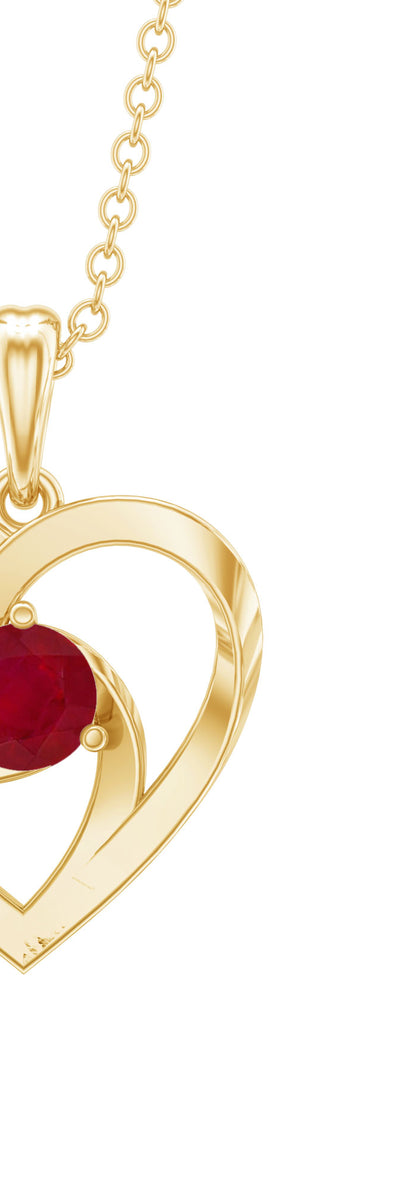 Rosec Jewels 0.25 Carat Round Cut Solitaire Ruby Heart Pendant Necklace