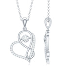 Womens Moissanite Infinity Heart Pendant Necklace With Chain D-VS1 - Rosec Jewels