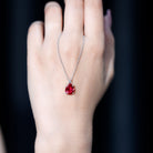 3 CT Pear Cut Lab Grown Ruby Solitaire Pendant Necklace AAAA - Rosec Jewels