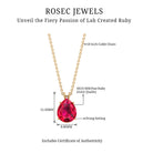 Pear Cut Lab Grown Ruby Solitaire Pendant Necklace Lab Created Ruby - ( AAAA ) - Quality - Rosec Jewels