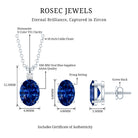 Sterling Silver Lab Grown Blue Sapphire Bridal Necklace and Earrings Set AAAA 92.5 Sterling Silver - Rosec Jewels