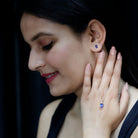 Sterling Silver Lab Grown Blue Sapphire Bridal Necklace and Earrings Set AAAA 92.5 Sterling Silver - Rosec Jewels