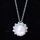 Natural 11 Carat Freshwater Pearl Flower Necklace in Silver AAA 92.5 Sterling Silver - Rosec Jewels