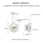 Natural 11 Carat Freshwater Pearl Flower Necklace in Silver AAA 92.5 Sterling Silver - Rosec Jewels