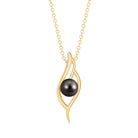 7.5 Carat Solitaire Black Pearl Leaf Pendant Necklace AAA - Rosec Jewels