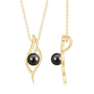 7.5 Carat Solitaire Black Pearl Leaf Pendant Necklace AAA - Rosec Jewels