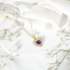 Natural 1 Carat Amethyst Heart Pendant Necklace with Diamond AAA - Rosec Jewels