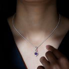 Heart Shape Amethyst Infinity Pendant Necklace Amethyst - ( AAA ) - Quality 92.5 Sterling Silver - Rosec Jewels