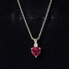 0.9 Carat Certified Lab Grown Ruby Heart Necklace with Diamond AAAA - Rosec Jewels