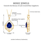 Certified Lab Grown Blue Sapphire Designer Necklace with Diamond Accent AAAA - Rosec Jewels