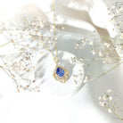 Certified Lab Grown Blue Sapphire Designer Necklace with Diamond Accent AAAA - Rosec Jewels