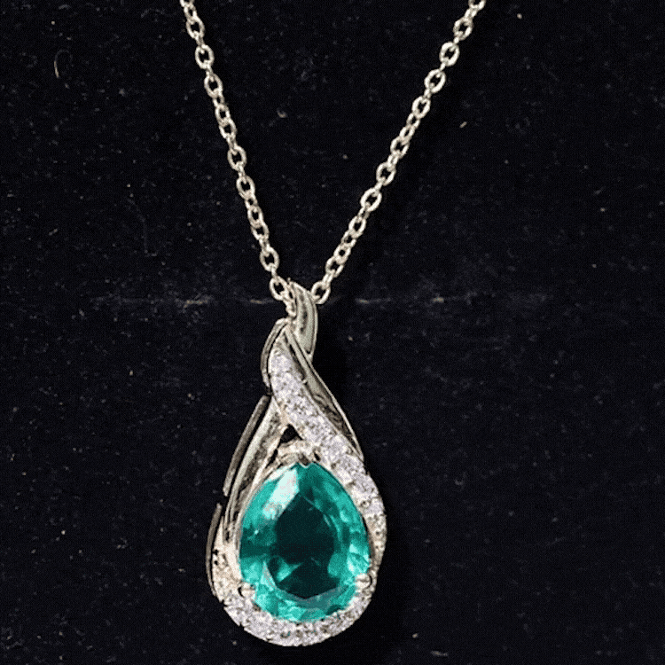Lab Grown Emerald Vintage Inspired Necklace with Diamond AAAA - Rosec Jewels
