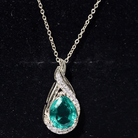 Lab Grown Emerald Vintage Inspired Necklace with Diamond AAAA - Rosec Jewels