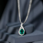 Lab Grown Emerald Vintage Inspired Necklace with Diamond AAAA - Rosec Jewels