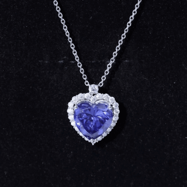 5.6 Carat Lab Grown Blue Sapphire Heart of The Ocean Necklace With Chain AAAA 92.5 Sterling Silver - Rosec Jewels