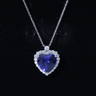Lab Grown Blue Sapphire Heart of the Ocean Necklace AAAA - Rosec Jewels