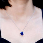 Lab Grown Blue Sapphire Heart of the Ocean Necklace AAAA - Rosec Jewels