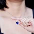Lab Grown Blue Sapphire Heart of the Ocean Necklace AAAA - Rosec Jewels